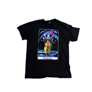 IT Pennywise Scary Movie T Shirt Men's MEDIUM Black Short Sleeve 100% Co…​​